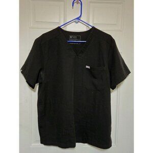 Figs Scrub Top Womens Large Black One-Pocket V Neck Technical Collection Shirt